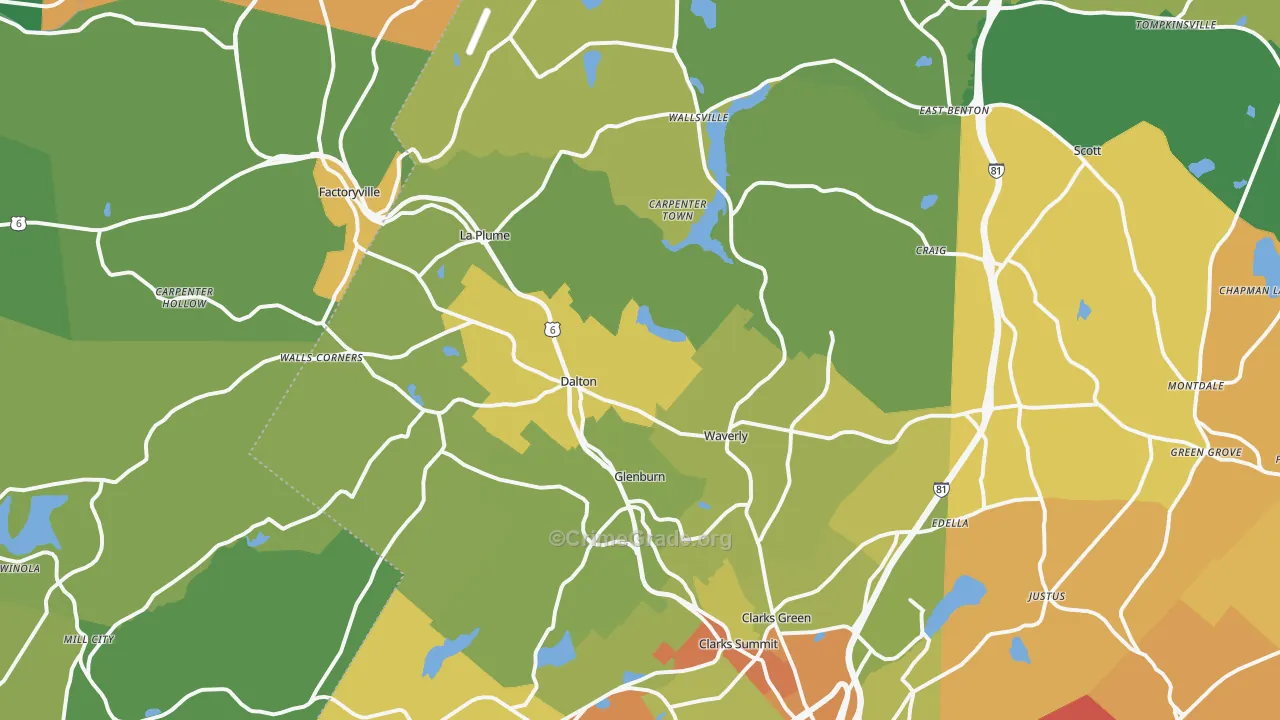 Dalton, PA Map of Drug-Related Crime Rates