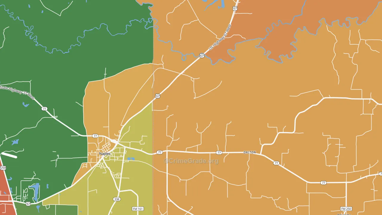 Dalton, TX Map of Drug-Related Crime Rates