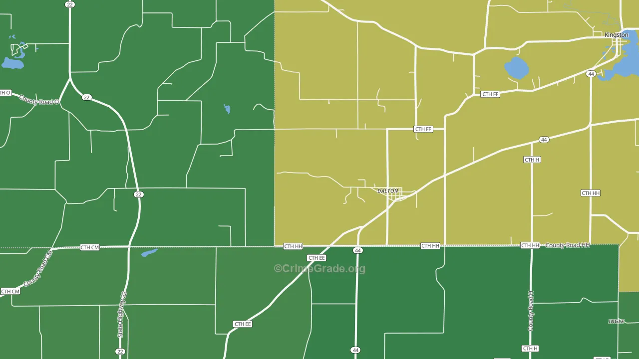 Dalton, WI Map of Drug-Related Crime Rates