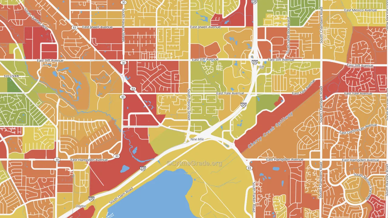 Dam East-West, Aurora, CO Map of Drug-Related Crime Rates