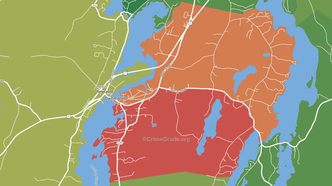 Damariscotta, ME Map of Drug-Related Crime Rates