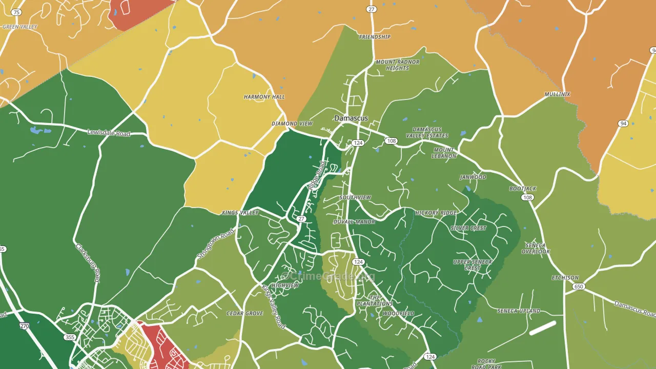 Damascus, MD Map of Drug-Related Crime Rates