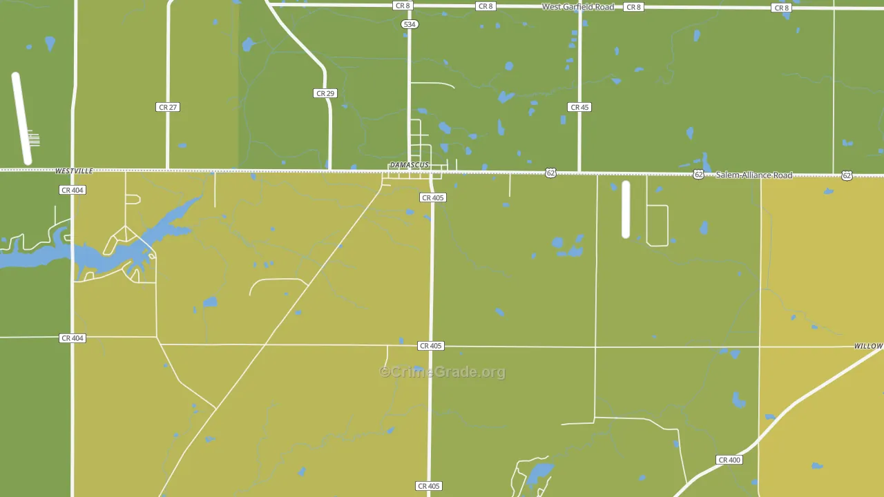 Damascus, OH Map of Drug-Related Crime Rates