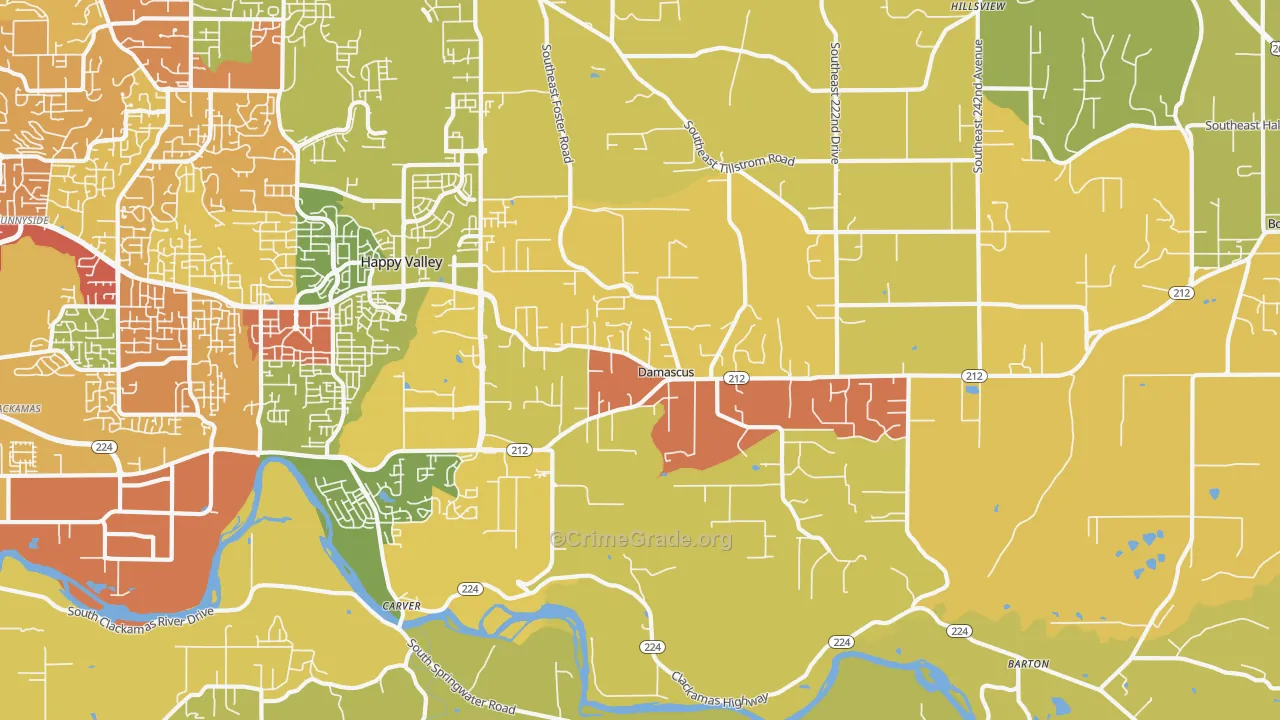 Damascus, OR Map of Drug-Related Crime Rates