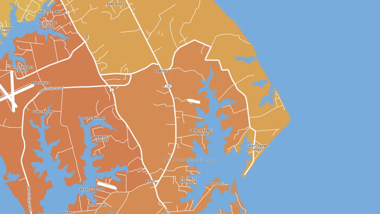Dameron, MD Map of Drug-Related Crime Rates