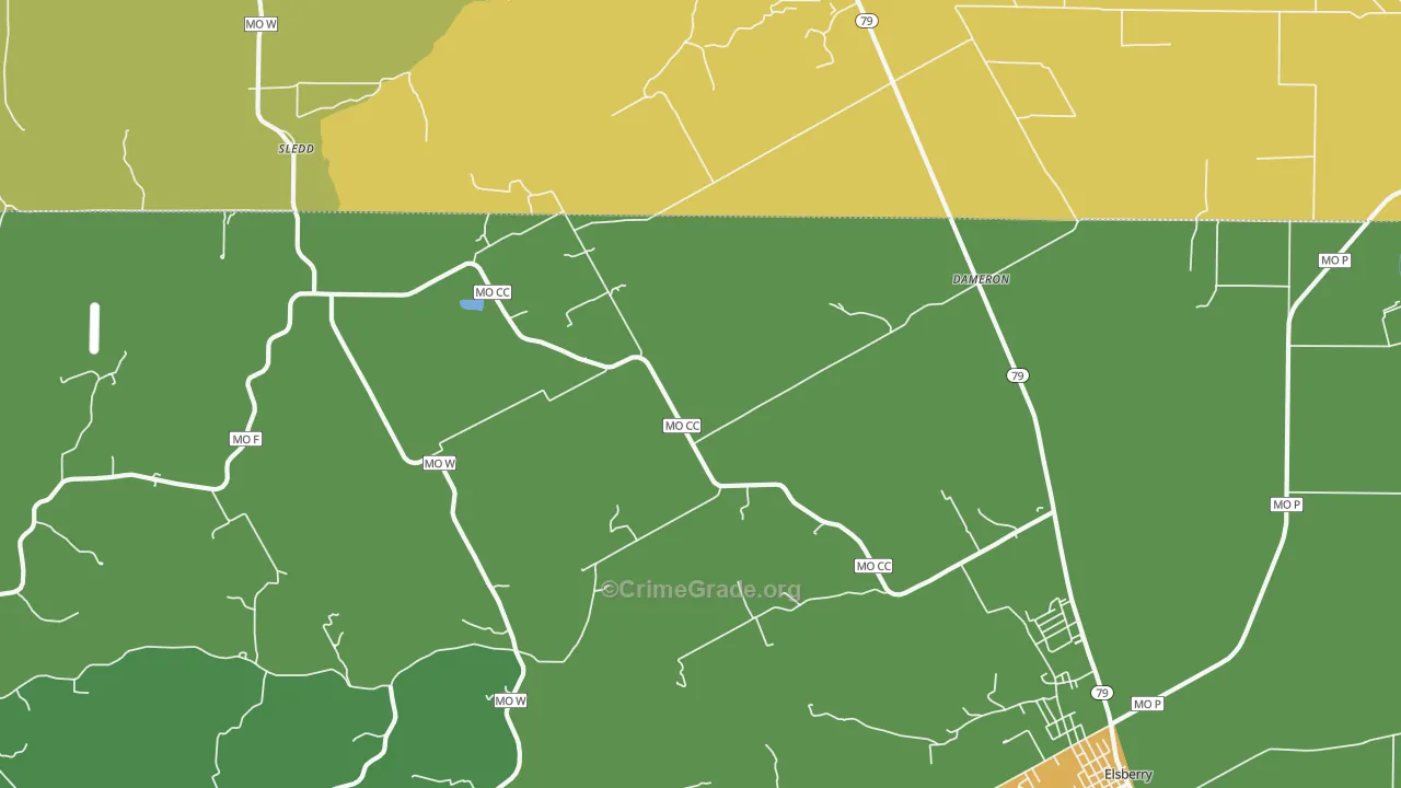 Dameron, MO Map of Drug-Related Crime Rates