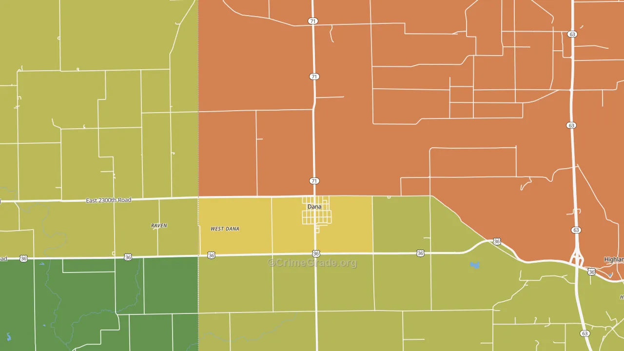 Dana, IN Map of Drug-Related Crime Rates