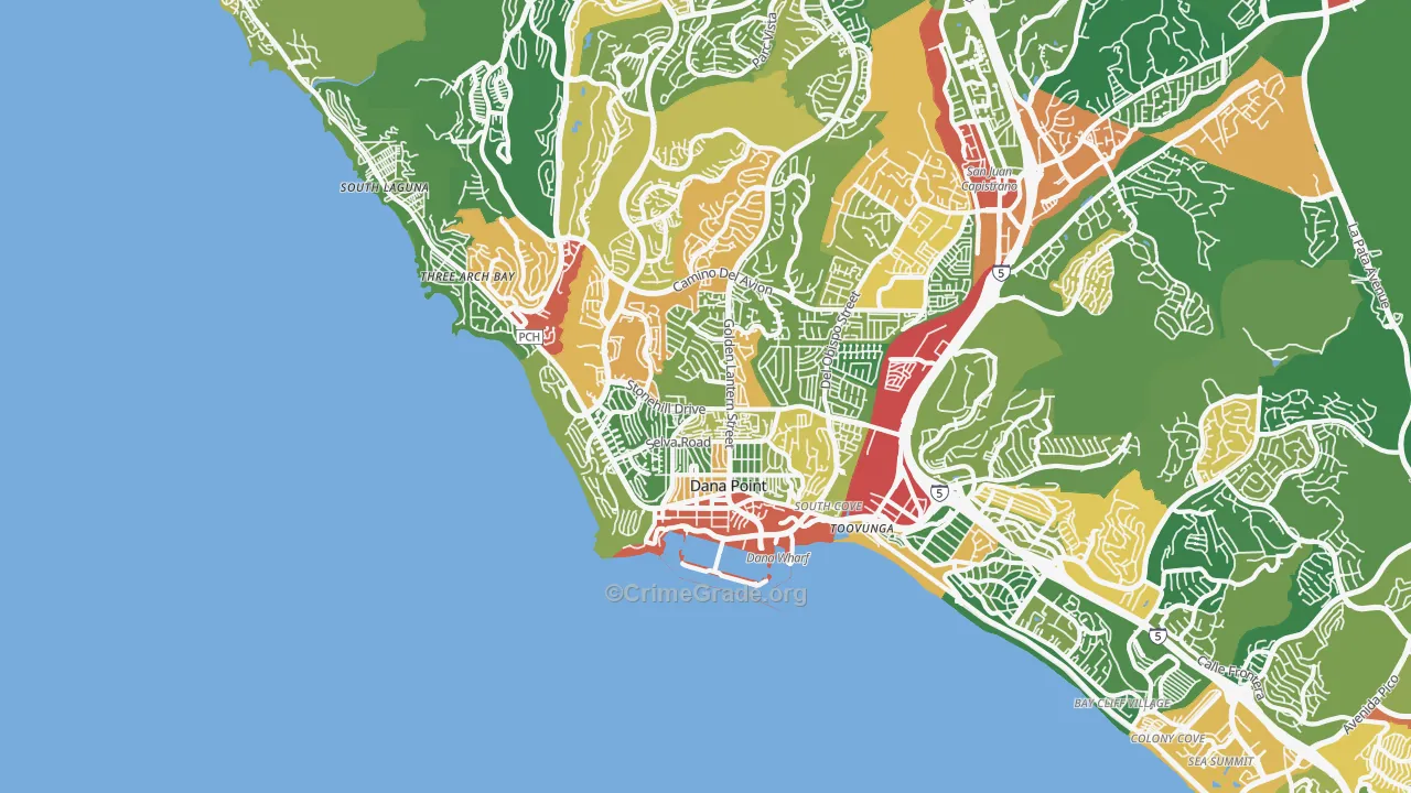 Dana Point, CA Map of Drug-Related Crime Rates