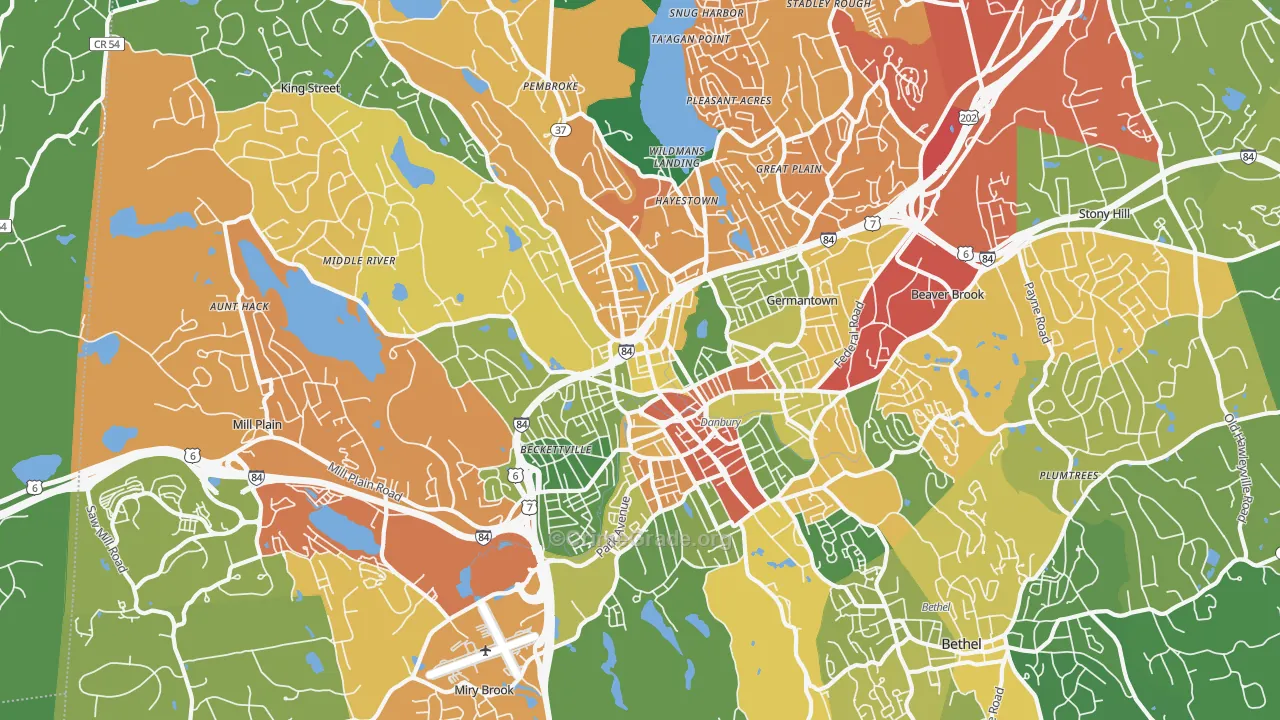 Danbury, CT Map of Drug-Related Crime Rates