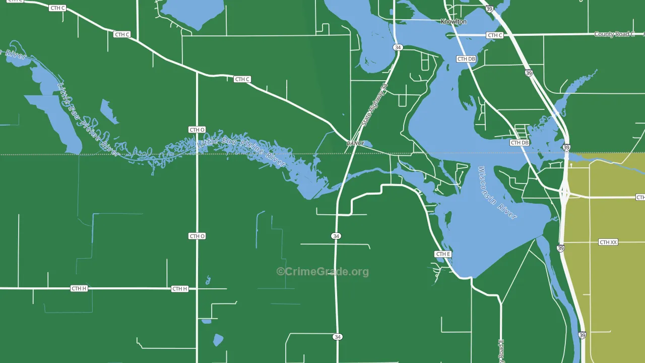 Dancy, WI Map of Drug-Related Crime Rates