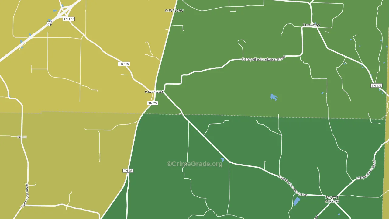 Dancyville, TN Map of Drug-Related Crime Rates