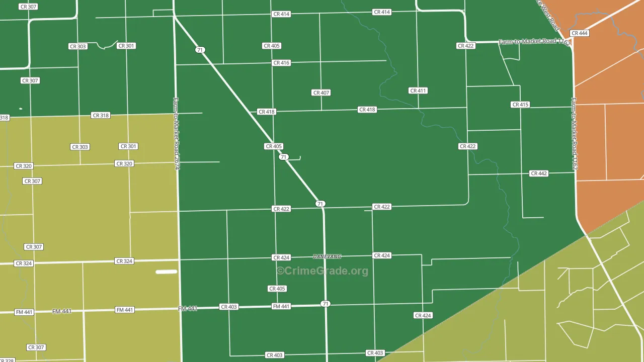 Danevang, TX Map of Drug-Related Crime Rates
