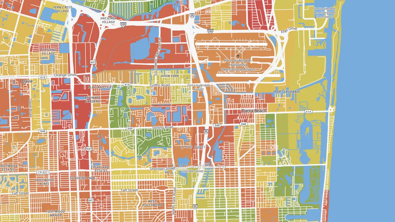 Dania Beach, FL Map of Drug-Related Crime Rates