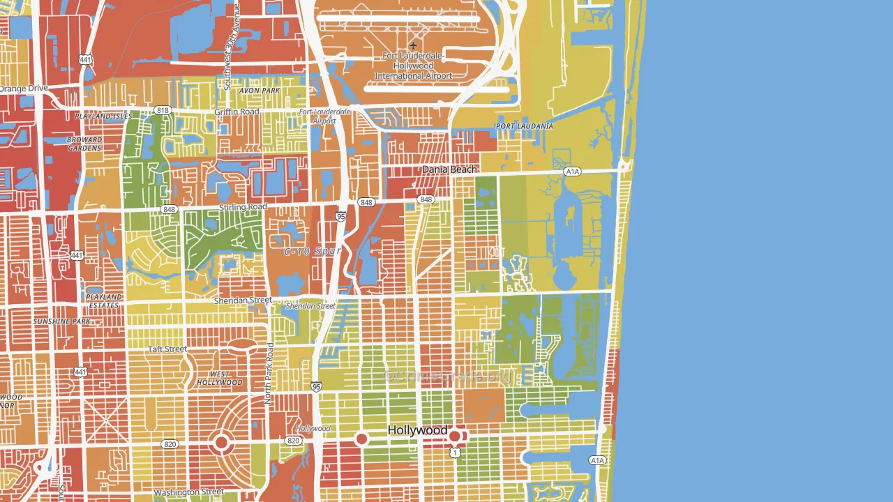 Dania, FL Map of Drug-Related Crime Rates