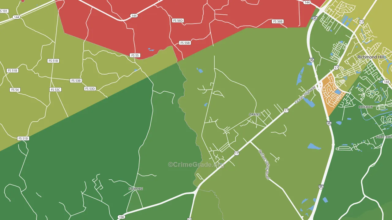 Daniel, GA Map of Drug-Related Crime Rates