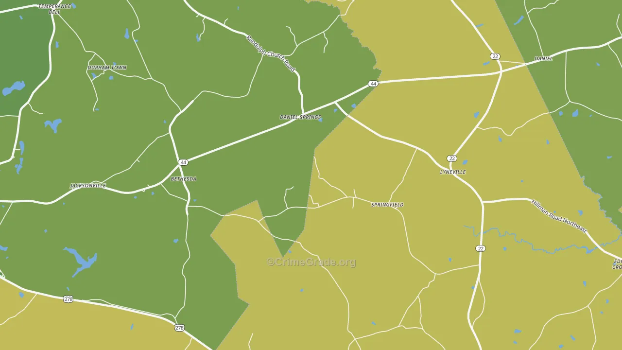 Daniel Springs, GA Map of Drug-Related Crime Rates