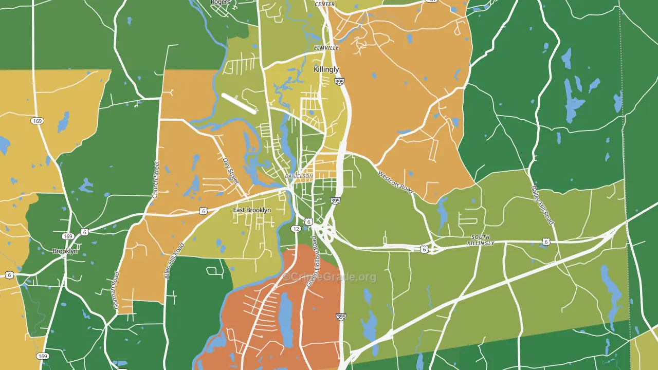 Danielson, CT Map of Drug-Related Crime Rates