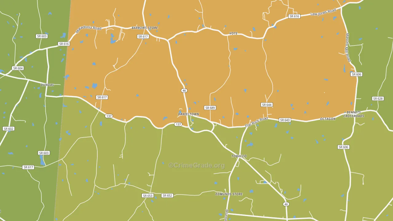 Danieltown, VA Map of Drug-Related Crime Rates