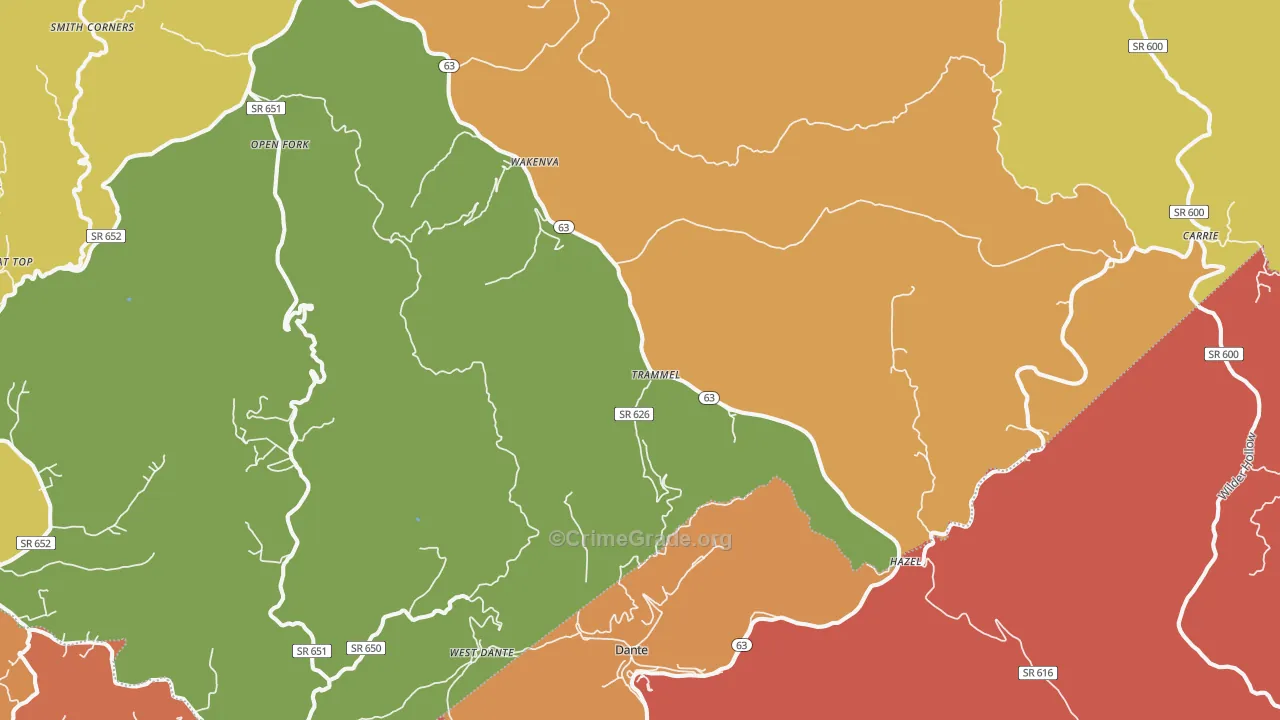Dante, VA Map of Drug-Related Crime Rates