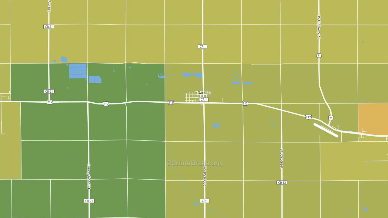 Danube, MN Map of Drug-Related Crime Rates