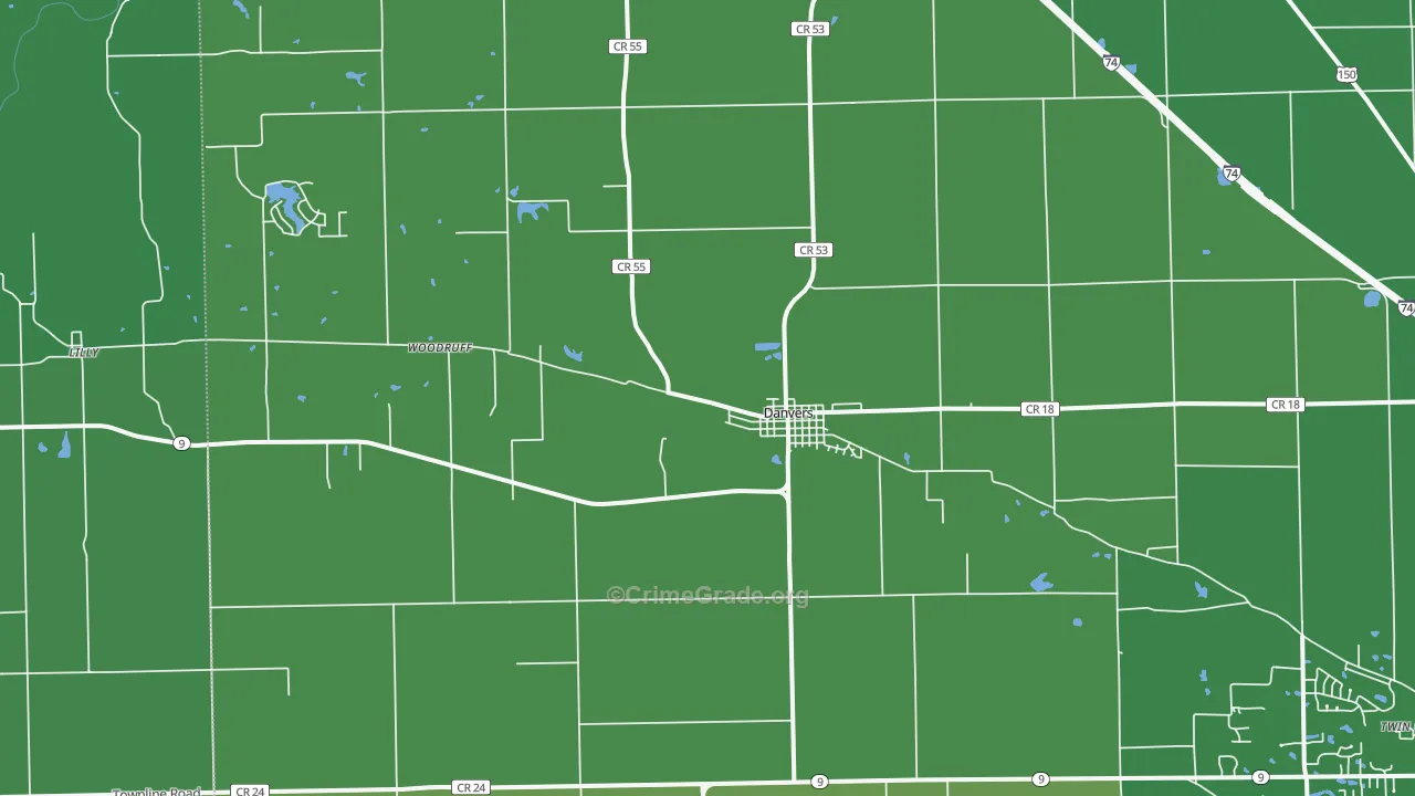 Danvers, IL Map of Drug-Related Crime Rates