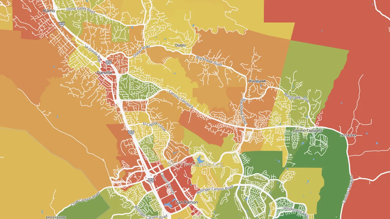 Danville, CA Map of Drug-Related Crime Rates