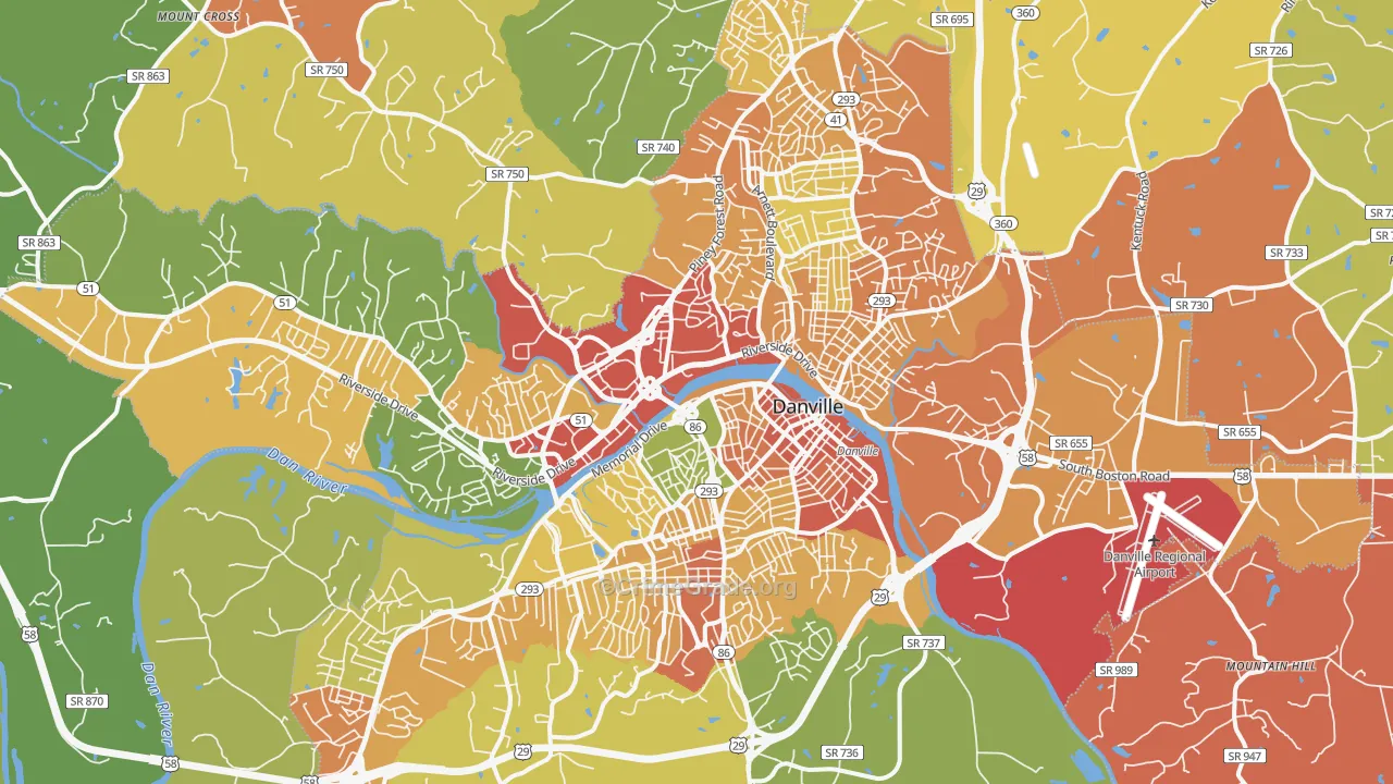 Danville City, VA Map of Drug-Related Crime Rates