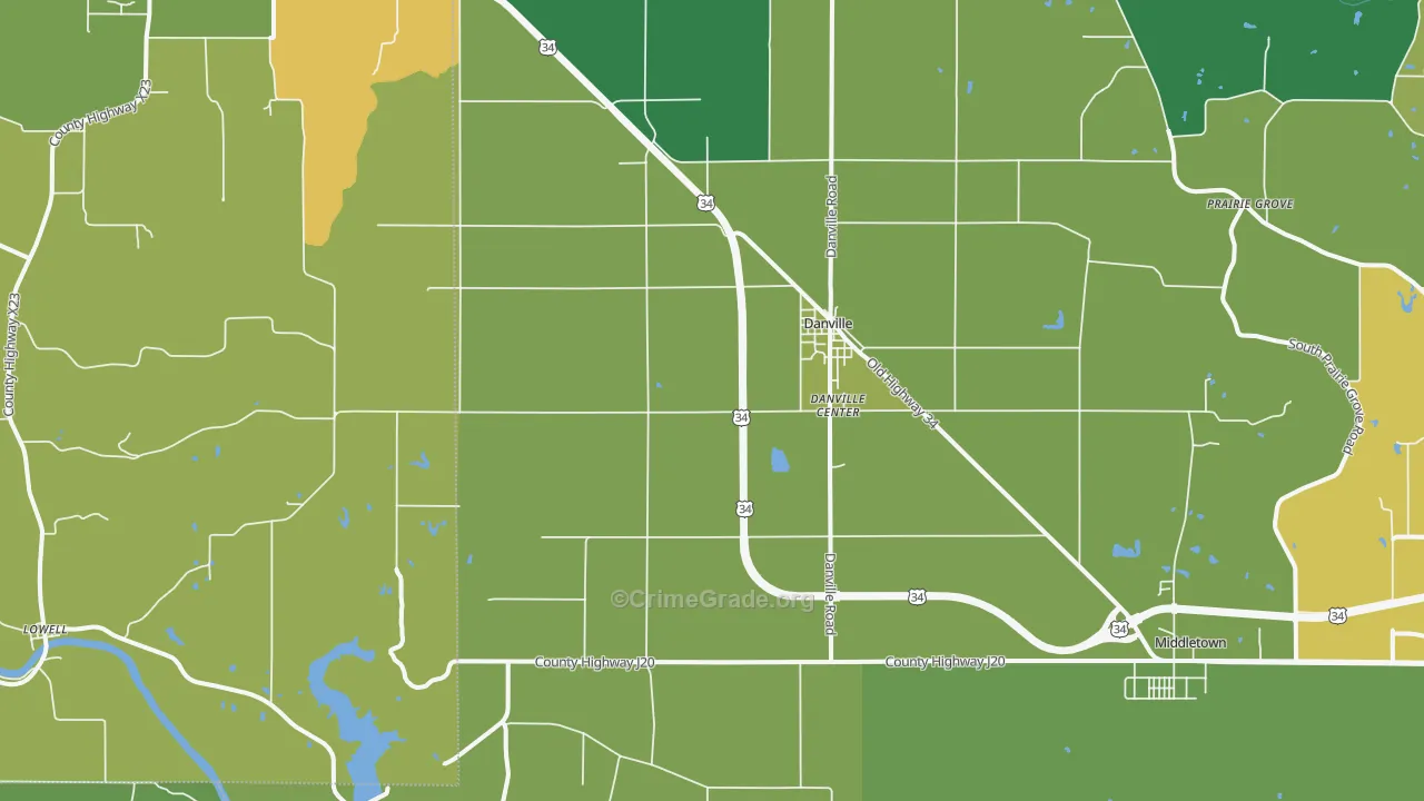 Danville, IA Map of Drug-Related Crime Rates