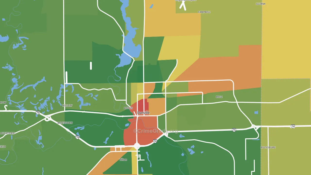 Danville, IL Map of Drug-Related Crime Rates