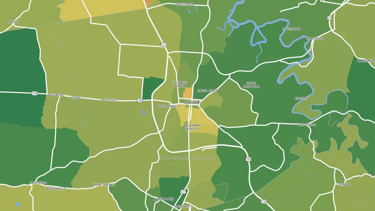 Danville, KY Map of Drug-Related Crime Rates