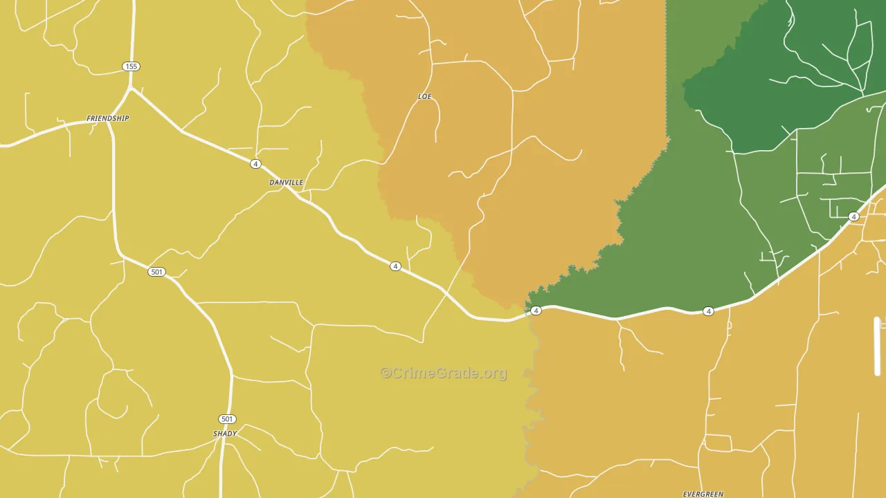 Danville, LA Map of Drug-Related Crime Rates