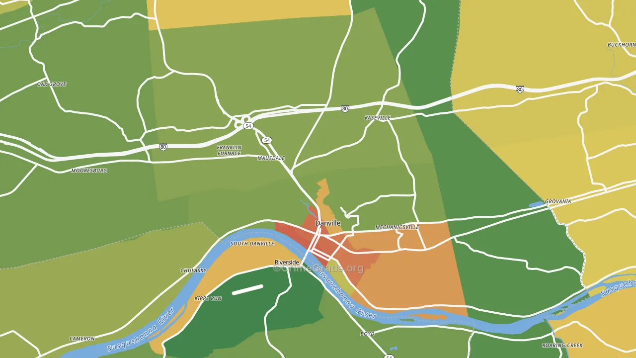 Danville, PA Map of Drug-Related Crime Rates