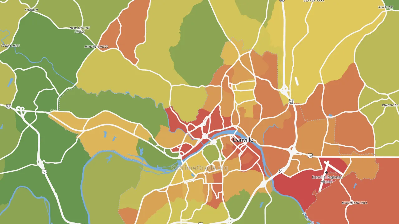 Danville, VA Map of Drug-Related Crime Rates