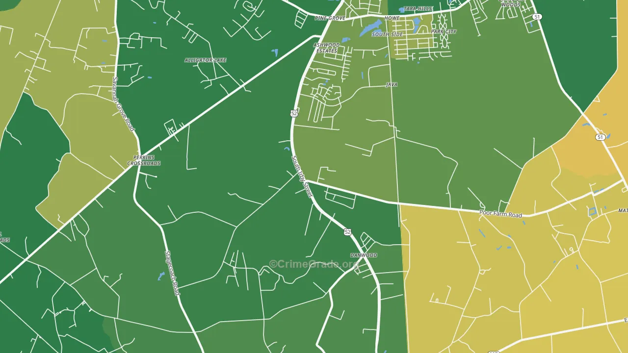 Danwood, SC Map of Drug-Related Crime Rates