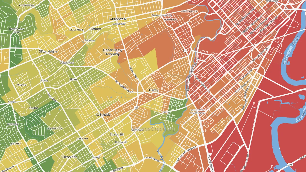 Darby, PA Map of Drug-Related Crime Rates