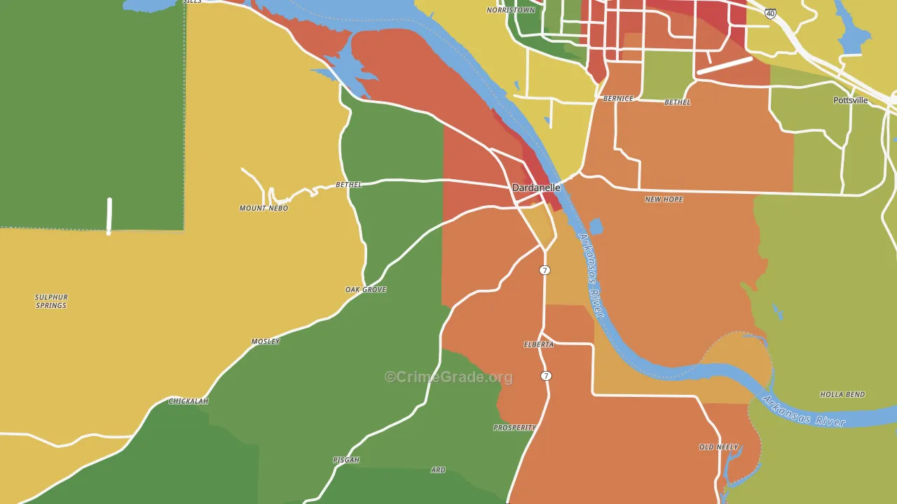 Dardanelle, AR Map of Drug-Related Crime Rates
