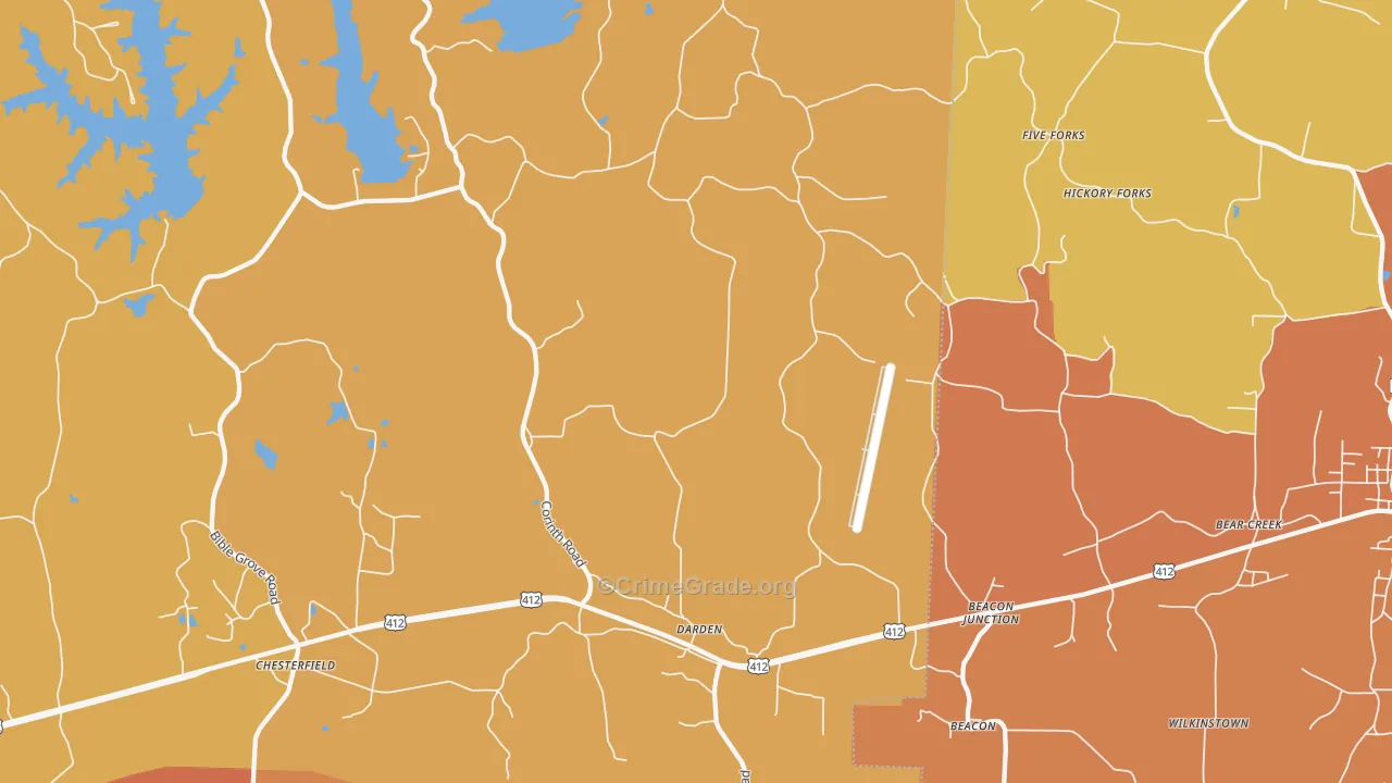 Darden, TN Map of Drug-Related Crime Rates