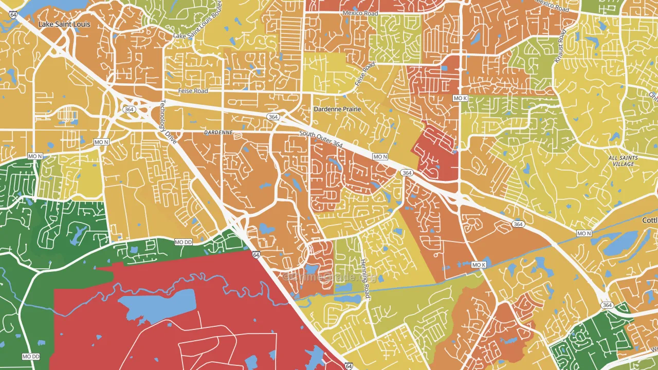 Dardenne Prairie, MO Map of Drug-Related Crime Rates