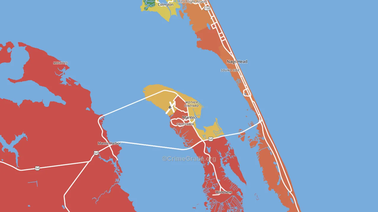 Dare County, NC Map of Drug-Related Crime Rates
