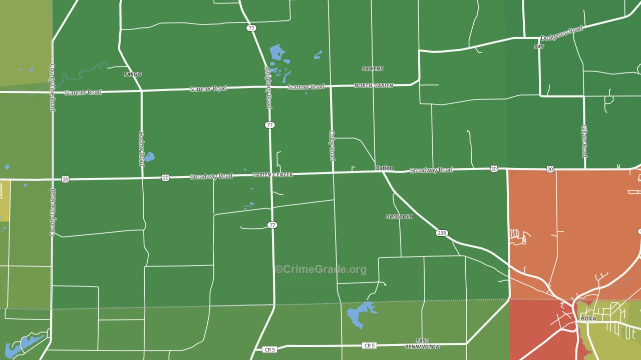 Darien Center, NY Map of Drug-Related Crime Rates