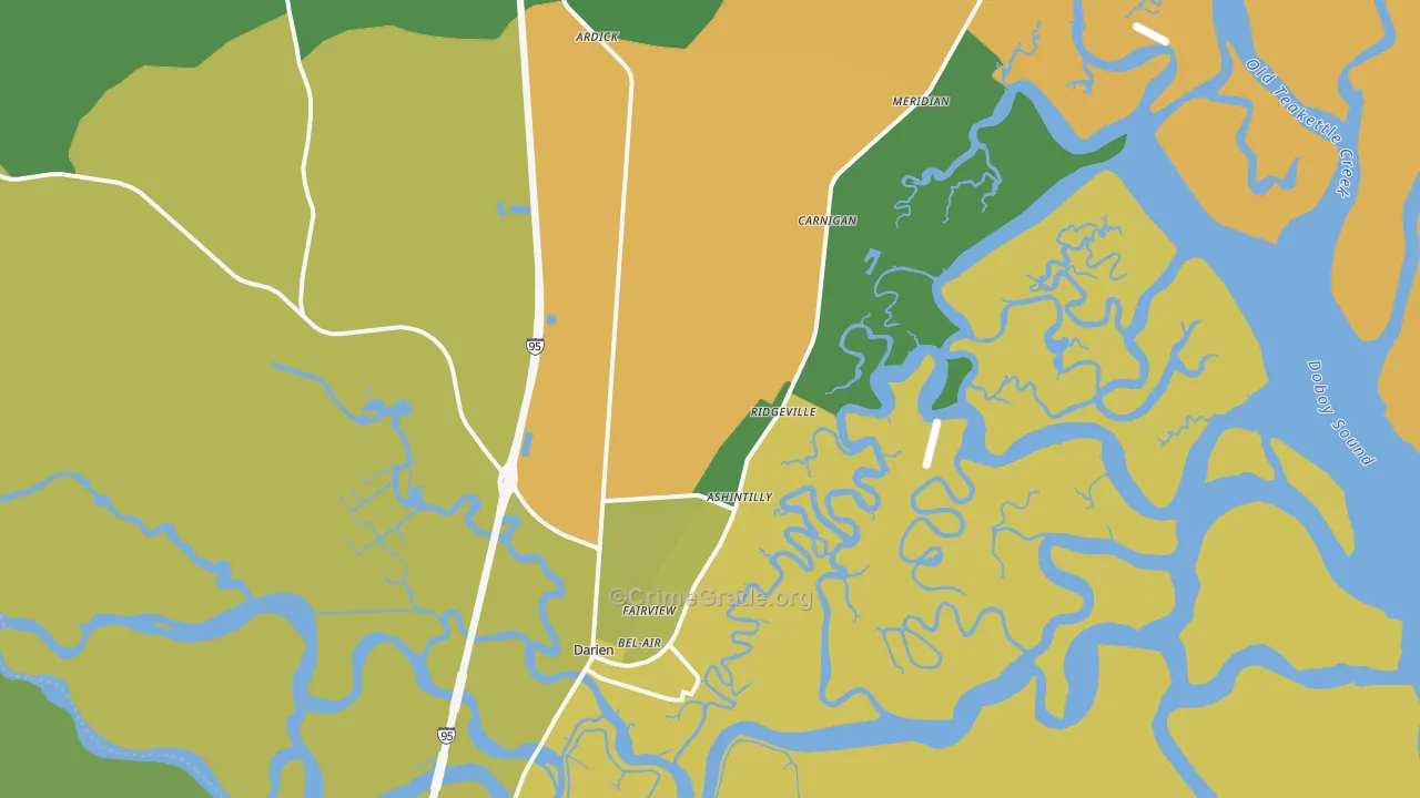 Darien, GA Map of Drug-Related Crime Rates
