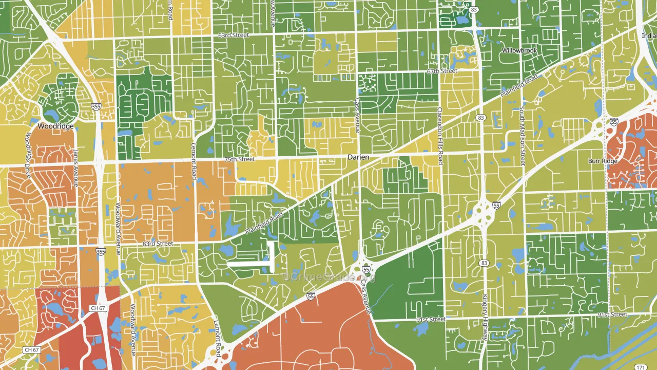 Darien, IL Map of Drug-Related Crime Rates