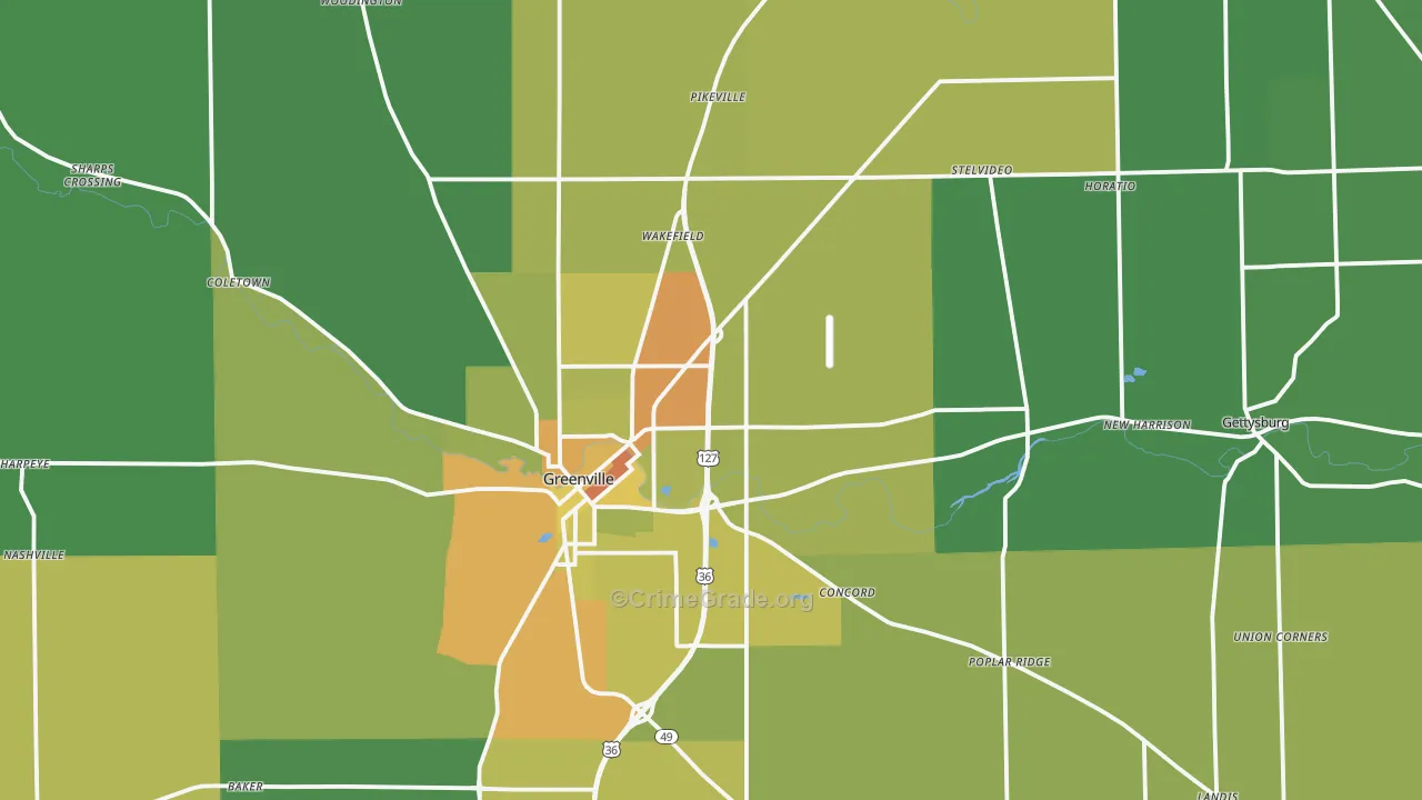 Darke County, OH Map of Drug-Related Crime Rates