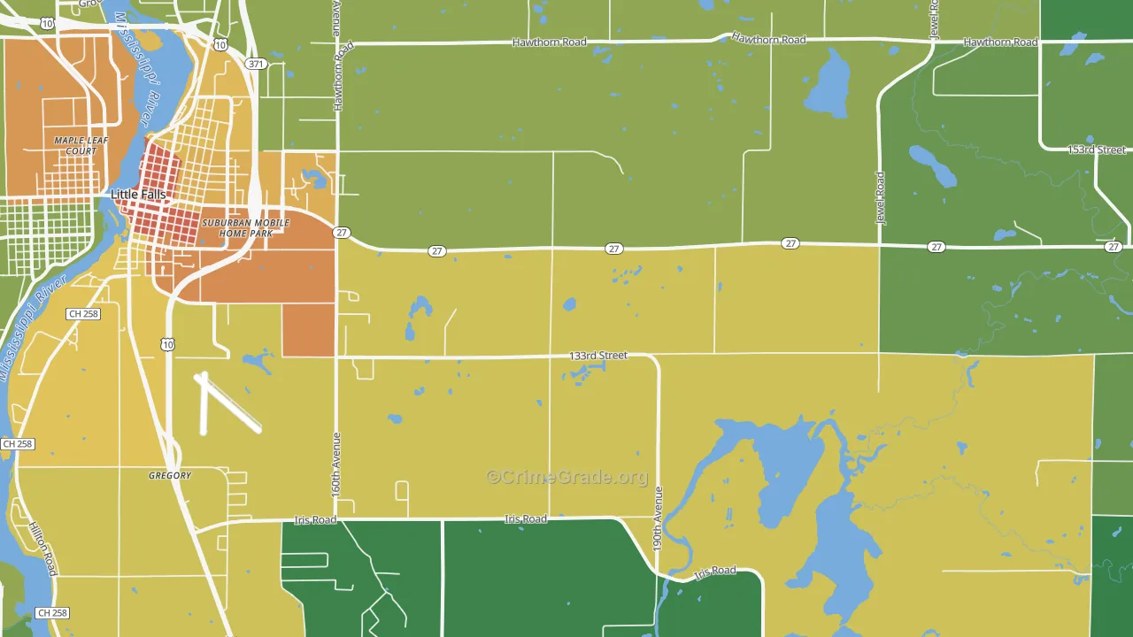Darling, MN Map of Drug-Related Crime Rates