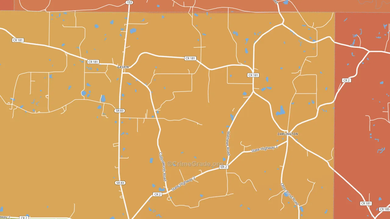 Darlington, FL Map of Drug-Related Crime Rates