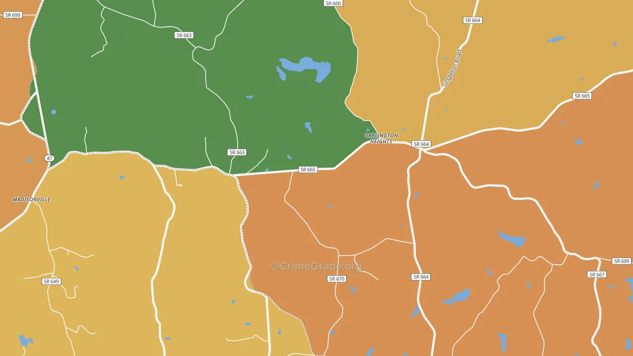 Darlington Heights, VA Map of Drug-Related Crime Rates
