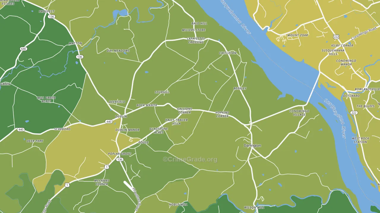 Darlington, MD Map of Drug-Related Crime Rates