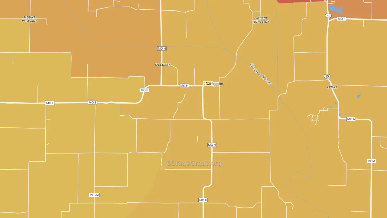 Darlington, MO Map of Drug-Related Crime Rates