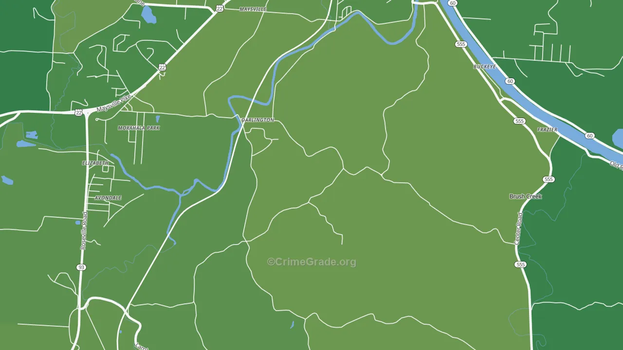 Darlington, OH Map of Drug-Related Crime Rates