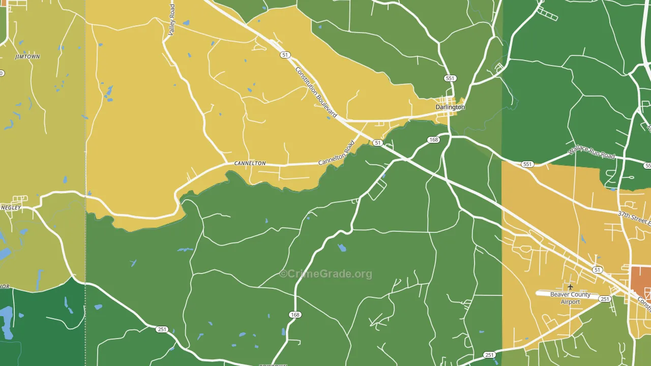 Darlington, PA Map of Drug-Related Crime Rates